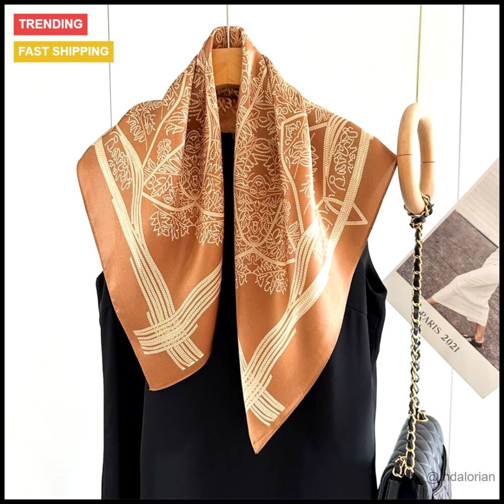 Pure Mulberry Silk Square Scarf Elegant Versatile Fashion Accessory Gift - Picture 2 of 6
